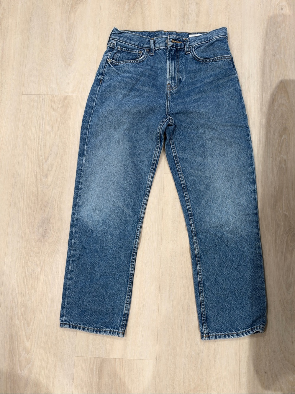 Zara Men's Straight Jeans in Medium Blue